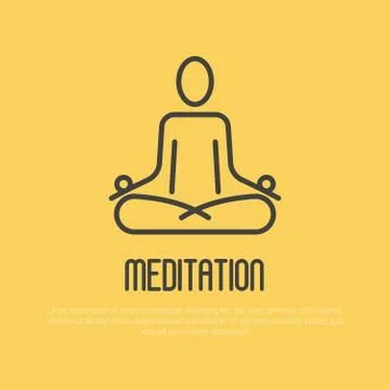Simple sign of human in lotus pose for logo of meditation yoga school Stock Illustration