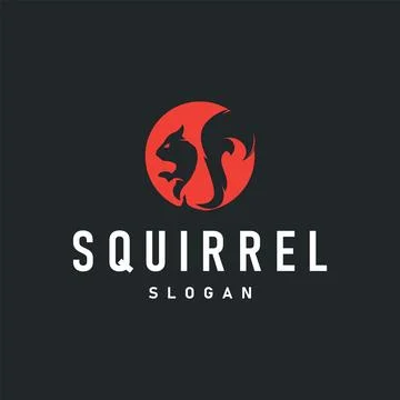 Simple silhouette concept design cute little animal squirrel logo minimalis.. Stock Illustration