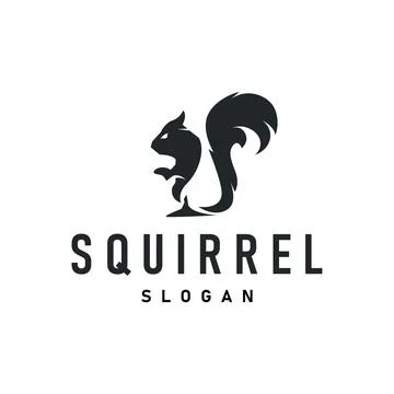 Simple silhouette concept design cute little animal squirrel logo minimalis.. 库存插图