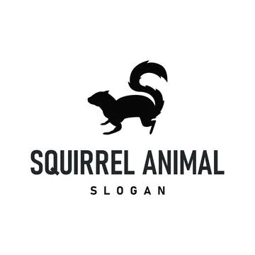 Simple silhouette concept design cute little animal squirrel logo minimalis.. 库存插图