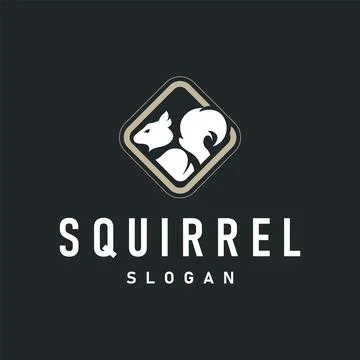 Simple silhouette concept design cute little animal squirrel logo minimalis.. 库存插图