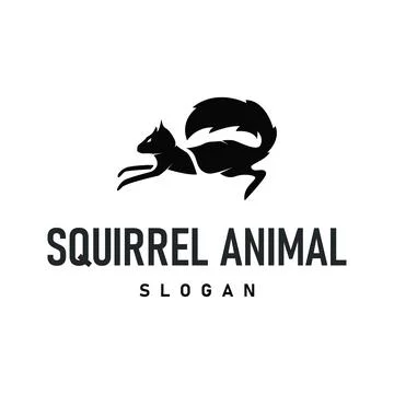 Simple silhouette concept design cute little animal squirrel logo minimalis.. 库存插图
