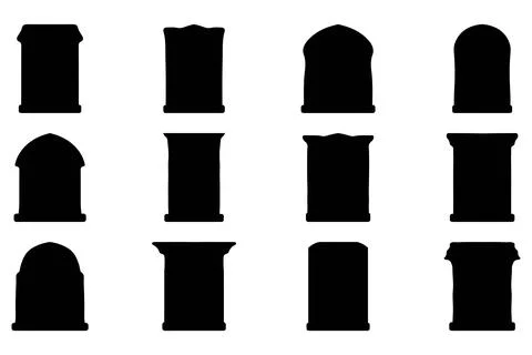 Simple silhouette of headstone icon set Stock Illustration