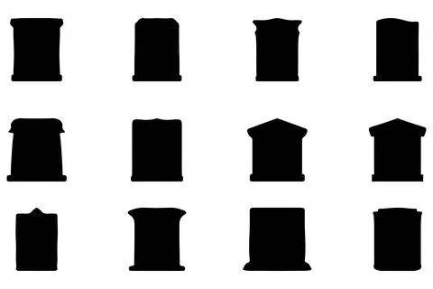 Simple silhouette of headstone icon set Stock Illustration