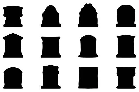 Simple silhouette of headstone icon set Stock Illustration