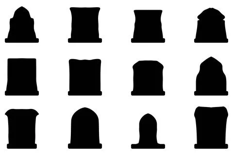 Simple silhouette of headstone icon set Stock Illustration