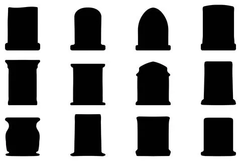Simple silhouette of headstone icon set Stock Illustration