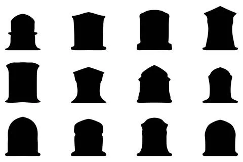 Simple silhouette of headstone icon set Stock Illustration