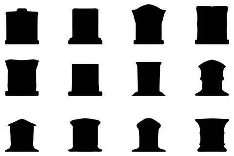 Simple silhouette of headstone icon set Stock Illustration