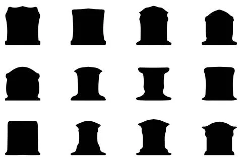 Simple silhouette of headstone icon set Stock Illustration