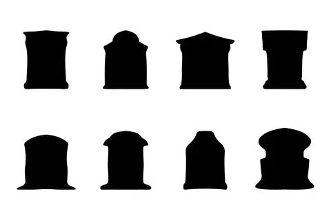 Simple silhouette of headstone icon set Stock Illustration