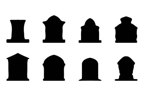 Simple silhouette of headstone icon set Stock Illustration