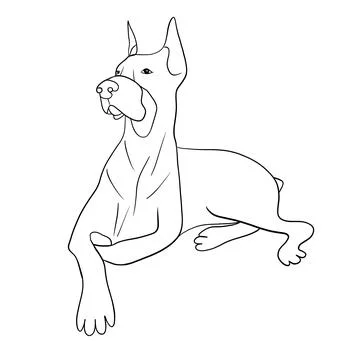 Simple silhouette of a lying doberman, Stock Illustration