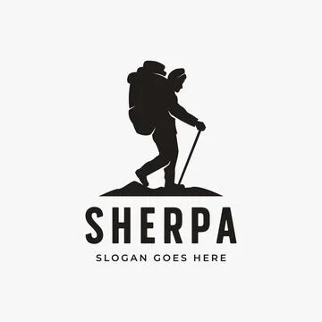 Simple silhouette Sherpa logo vector design on white background Stock Illustration