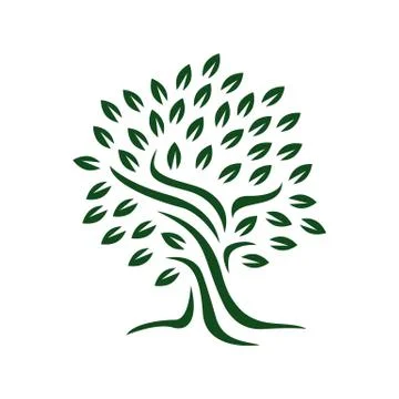 Simple silhouette of tree logo vector graphics elements Stock Illustration