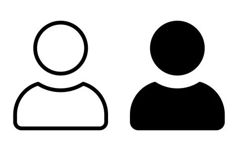Simple silhouettes of two distinct human figures, one white and one black Stock Illustration