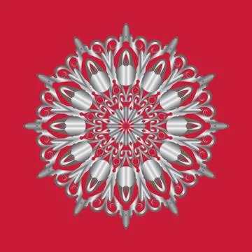 Simple silver circular pattern on red background Stock Illustration
