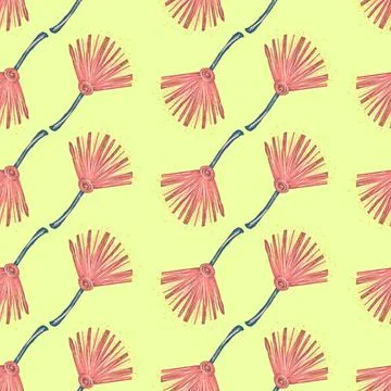 Simple single flower seamless pattern,  illustration for printing on textile, Stock Illustration