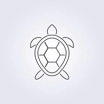 Simple single turtle line art vector icon symbol illustration logo template b Stock Illustration