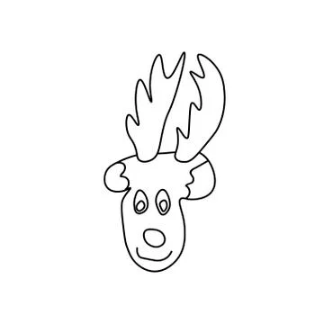 Simple single vector illustration of new year deer. Stock Illustration