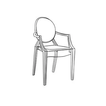 Simple sketch of a comfortable bar stool in black lines Stock Illustration