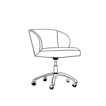 Simple sketch of a comfortable office chair in black lines Stock Illustration
