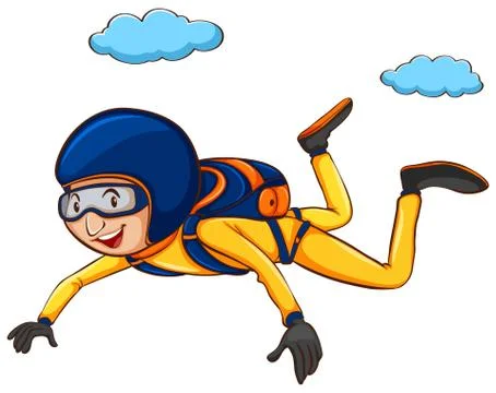 A simple sketch of a man sky diving Stock Illustration