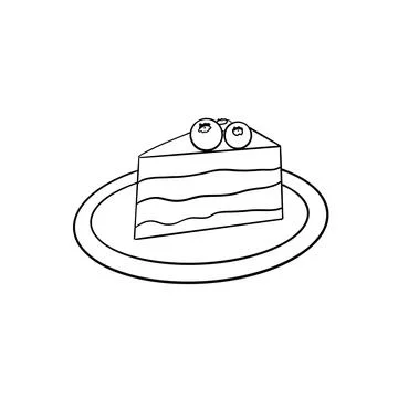 Simple sketch of a piece of cake with black lines Stock Illustration