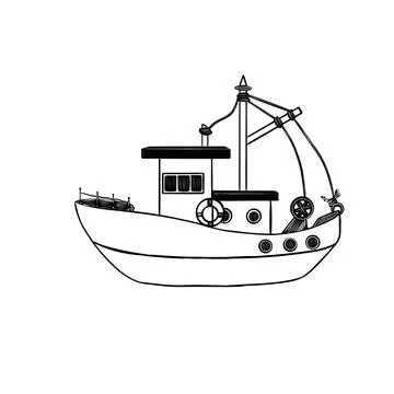 Simple sketch of a sea ship, vector illustration Stock Illustration