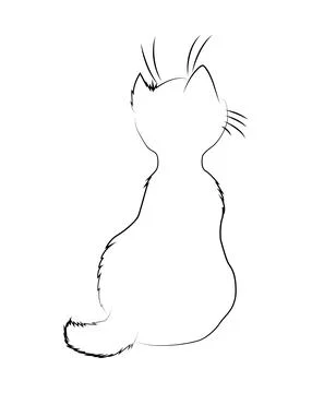 Simple sketch of a sitting cat 库存插图