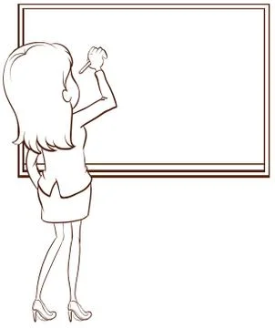 A simple sketch of a teacher writing Stock Illustration