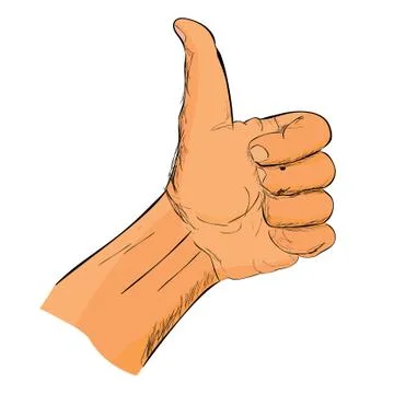 Simple Sketch Thumb Up Hand Stock Illustration