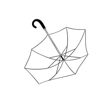 A simple sketch of an umbrella from rainy weather with black lines Stock Illustration