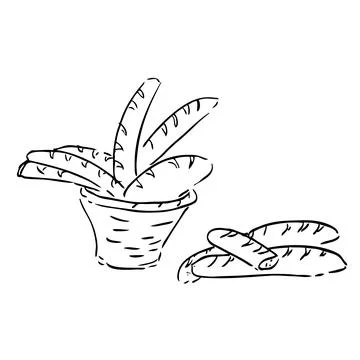 Simple Sketch Vector Hand Draw Sketch of Baquette Bread Illustrazione stock