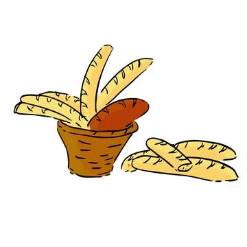 Simple Sketch Vector Hand Draw Sketch of Baquette Bread Illustrazione stock