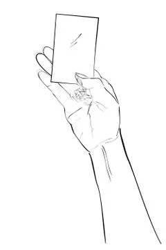 Simple Sketch Vector hand holding blank card Stock Illustration
