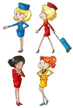 Simple sketches of an air hostess Stock Illustration
