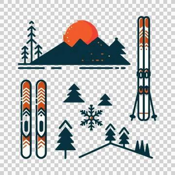 Simple skis design vector style with white background Stock Illustration