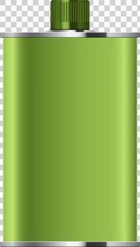 A simple, sleek, green container with metallic silver accents and a ridged .. Stock Illustration