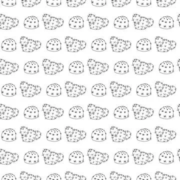 Simple small cactus and cactus with branches in doodle style, arranged in Stock Illustration