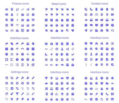 Simple small solid icons set. Rounded mini vector icons. Stock-Illustration