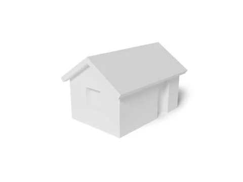 Simple small white house model with soft shadow isolated Stock Illustration