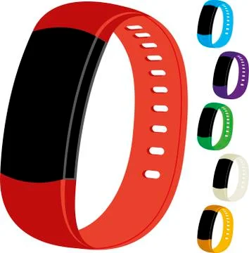 Simple smartband set in various colors with copy space. Stock Illustration