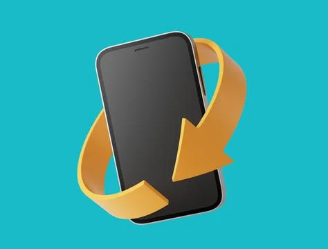 Simple smartphone with bright arrow around it 3d render illustration. Stock Illustration
