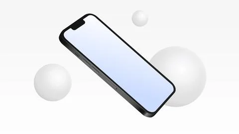 Simple Smartphone Mockup with 3D White Bubbles Stock Illustration