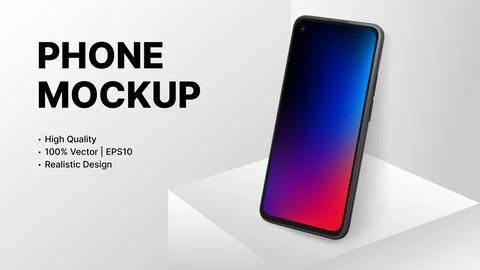 Simple Smartphone Mockup in Rotated Position. Realistic 3D Device Template Illustrazione stock