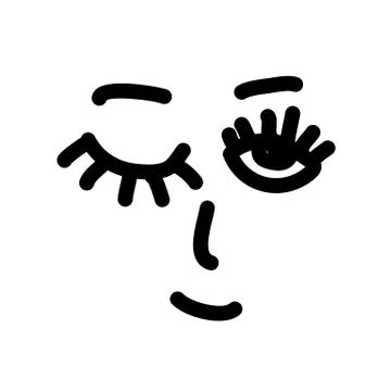 Simple smile face. Open and winking eyes. Vector illustration. Ilustración de archivo