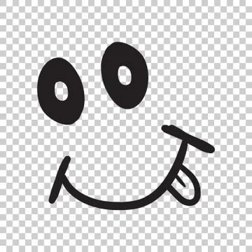Simple smile with tongue vector icon. Hand drawn face doodle illustration on  Stock Illustration