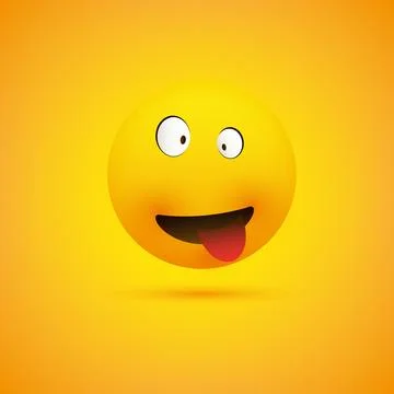 Simple Smiling Crazy Emoticon with Squinting Eyes and Tongue Stuck Out Maki.. Stock Illustration