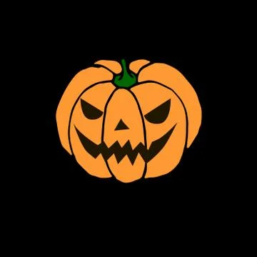 Simple smiling Halloween pumpkin isolated on Black background. Jack Lantern.  Stock Illustration